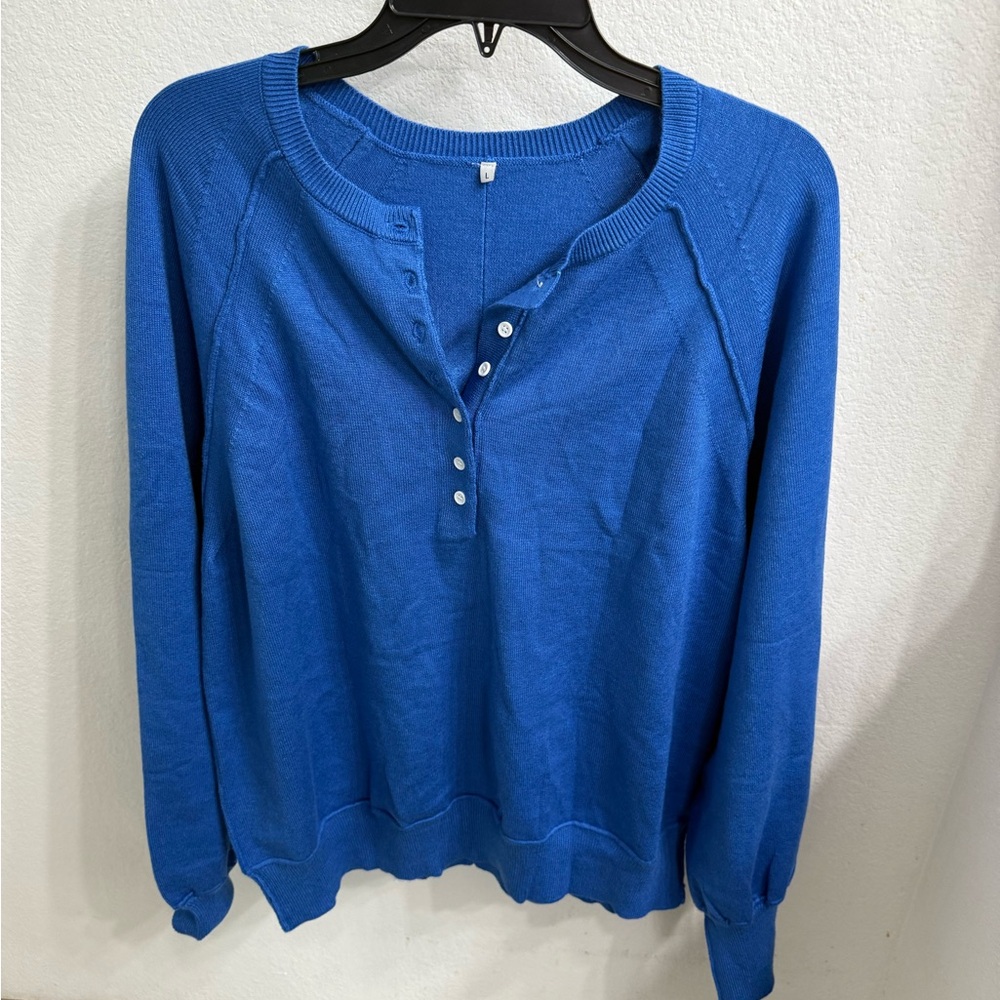 Blue Button-Up Sweater